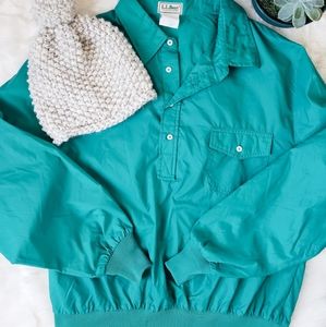 Vintage Green LL Bean Pullover Windbreaker